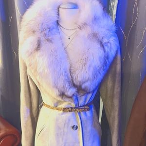 Genuine Fox and natural suede leather Penny Lane coat